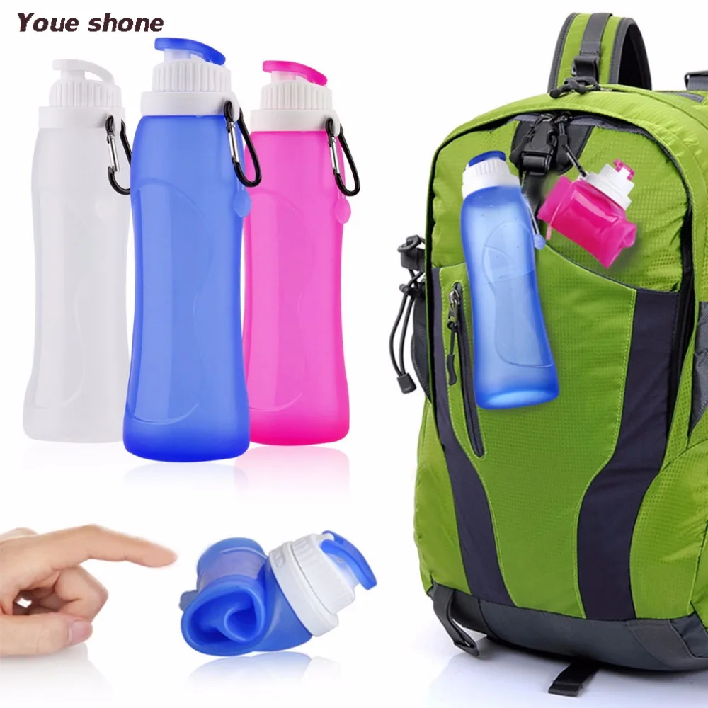 500ml Silicone Foldable Water Bottle BPA Free Collapsible Drinkware Travel Sport Camping Hiking Accessories | Дом и сад