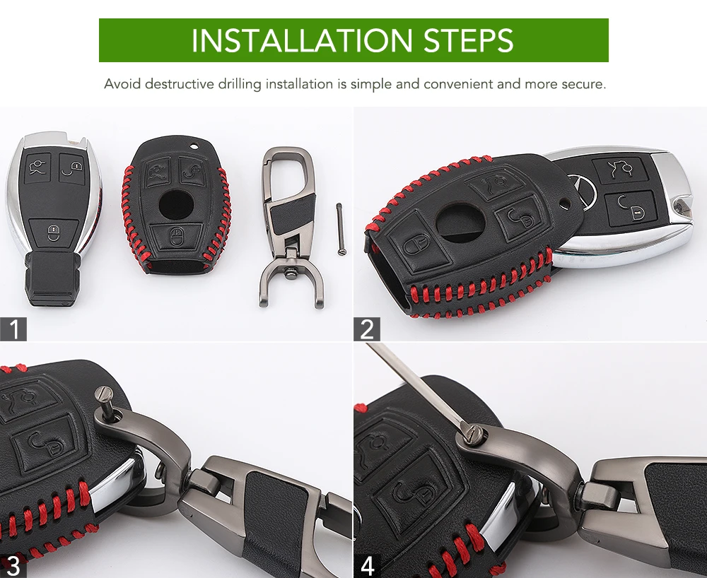 Чехол для смарт ключей Benz из натуральной кожи с 3 кнопками чехол Mercedes аксессуары