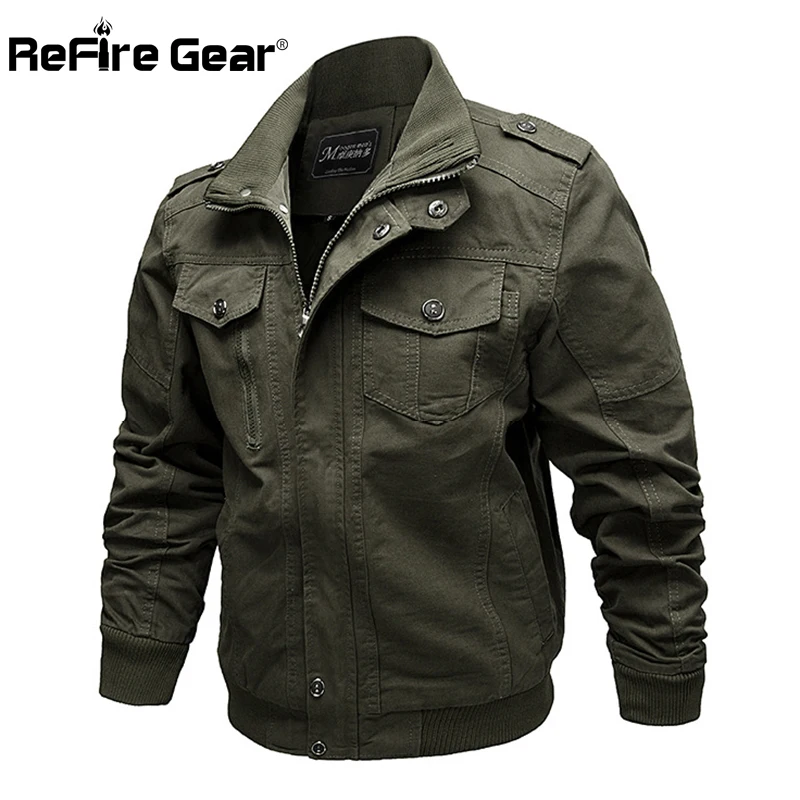 Мужская куртка Авиатор ReFire Gear Повседневная хлопковая на молнии|military jacket men|military