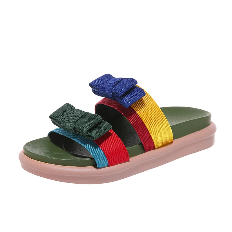 Летний Лидер продаж Женские Вьетнамки модные однотонные цветной галстук-бабочка