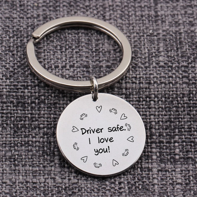 Gift For Boyfriend Girlfriend Keychain Drive Safe I Love You Heart Keyring Lover Gifts Couple Vanlentine`s Day Pendant Key Tag | Украшения