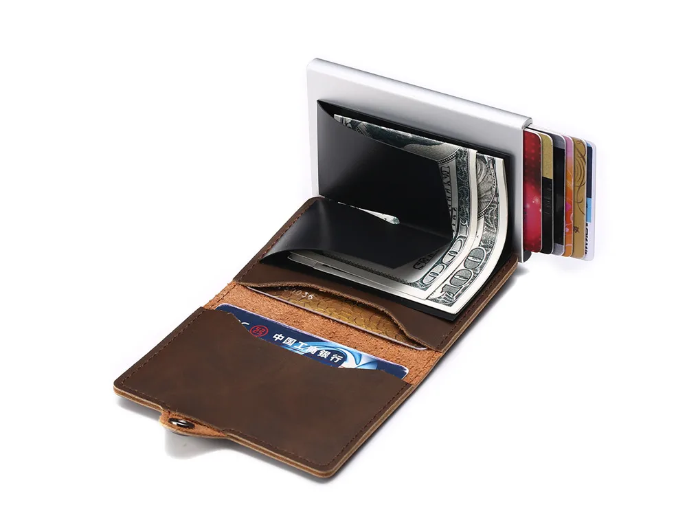 Bycobecy мужские кошельки RFID визитница сумка для денег Мужской винтажный черный короткий кошелек маленький кожаный бумажник мини кошельки тонкий