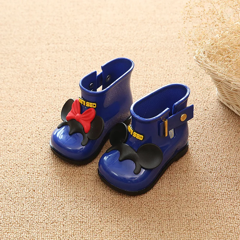 Мини-резиновые сапоги Melissa; Новинка года; нескользящие желе резиновые сапоги для мальчиков и девочек; обувь с Микки Маусом; прозрачная детская водонепроницаемая обувь