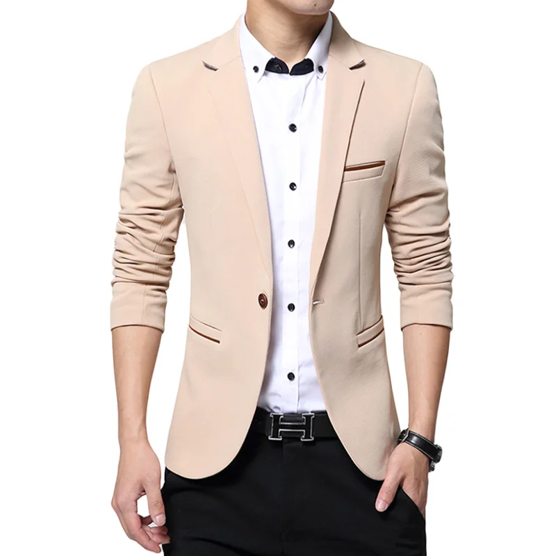 2019 Демисезонный модные Для мужчин Блейзер пиджаки мужской Smart Повседневное