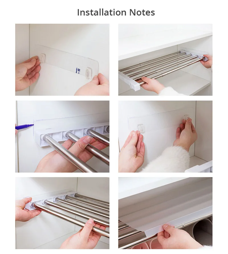 Home storage holder paste type adjustable partition for Wardrobe Cabinet partition shelf dormitory nail-free layered rack