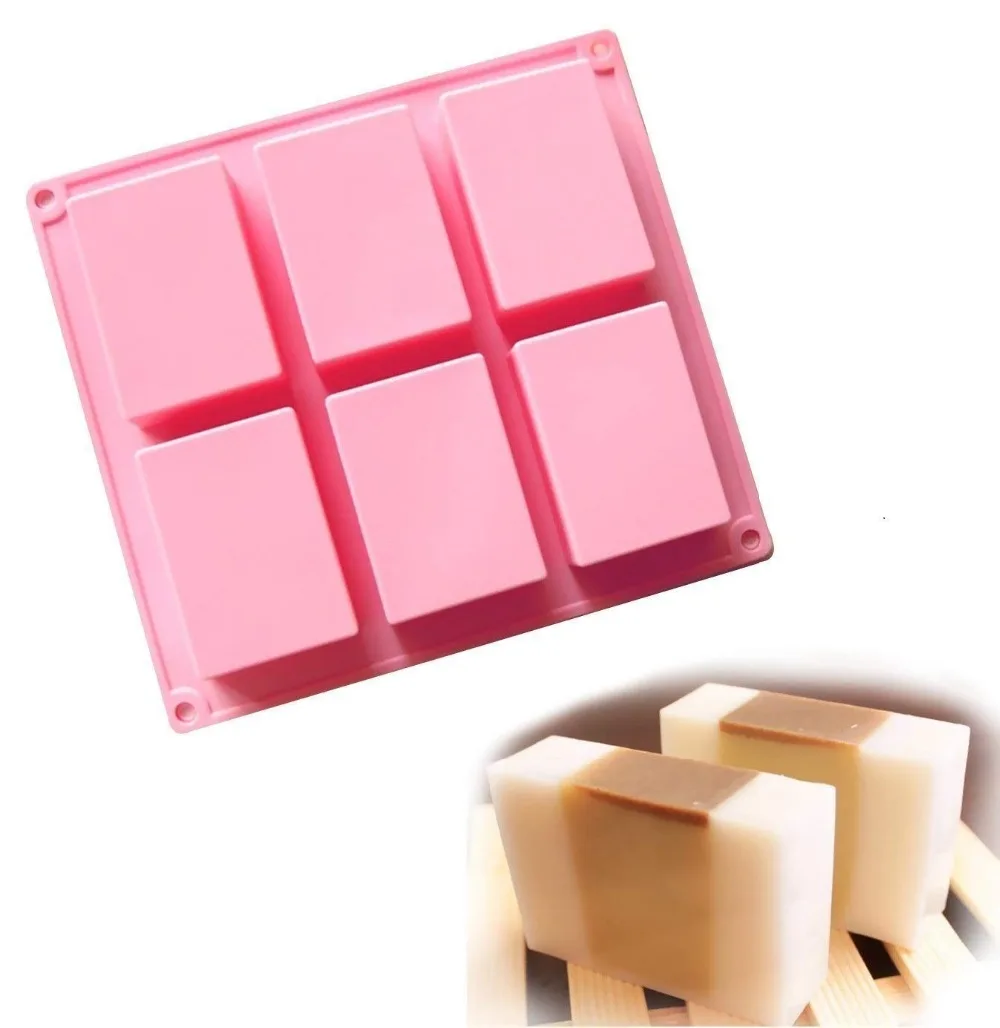 2 шт. 6 полостей прямоугольная силиконовая форма для домашнего ремесла мыла торта