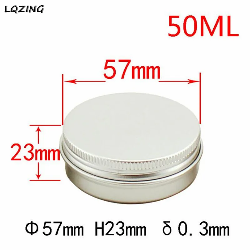 50ml 10 г/15 г/25 г/30 г/50 г/60 г металлические алюминиевые круглые жестяные банки коробка серебряная Косметическая банка для крема горшок чехол с винтовой резьбой крышка бальзам для губ контейнер - Цвет: 50ml