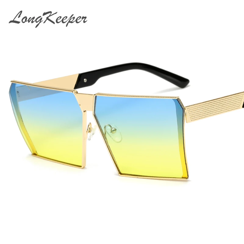 LongKeeper негабаритных квадратных без оправы Солнцезащитные очки для женщин мужчин