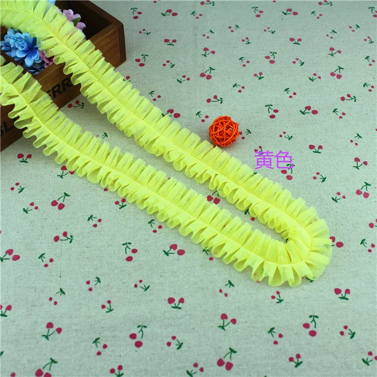 

20Yards Double-Layer Bubble Skirt Ruffle Mesh Gauze Lace Ribbon Pleated Lace Fabric Doll Accessories Tutu Lace Wedding Decortion
