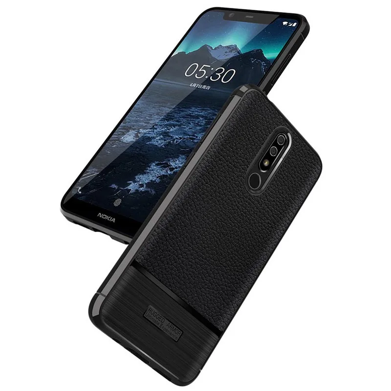 SRHE для Nokia 5 1 6 Plus чехол с текстурой личи кожа углеродное волокно мягкое
