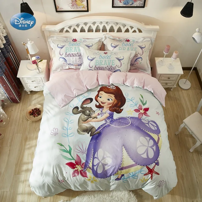 

Disney Sophia Sofia Bedding Sets Girl's Children's Bedroom Decor 100% Cotton Bedsheet Duvet Cover Set 3/4pcs no filler