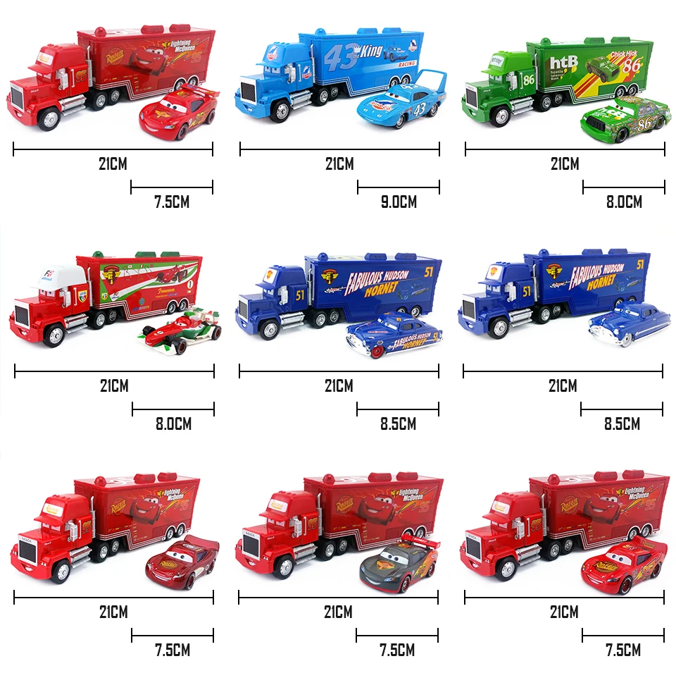 Disney Pixar тачки Mack Lightning McQueen& Chick Hicks& King& Fabulous Hudson игрушечный автомобиль 1:55 свободная Новинка и