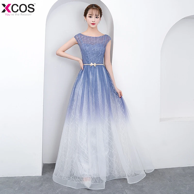 О образным вырезом длиной до пола Длинные вечерние платья vestido de festa сексуальный