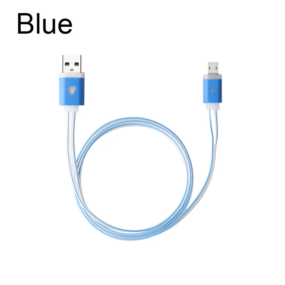 Blue 1 шт. модный цветной Micro USB светодиодный кабель-светильник для зарядки и синхронизации данных для смартфонов Android - Испускаемый цвет: Blue