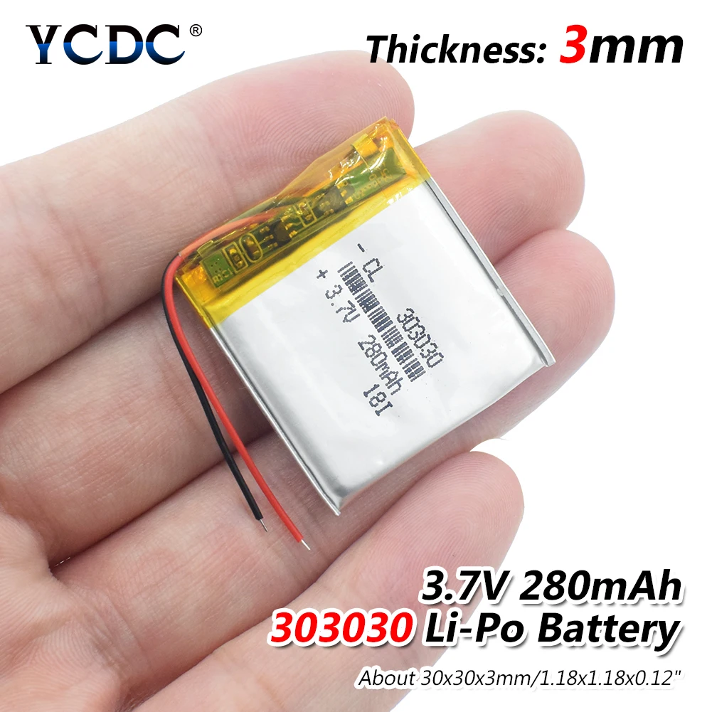 1 Pic Polymer 303030 033030 3.7V 280MAH Rechargeable Lithium Battery With PCM For MP3 MP4 MP5 GPS Headset Electric Toy Voice Recorder - Цвет: 1 Pic