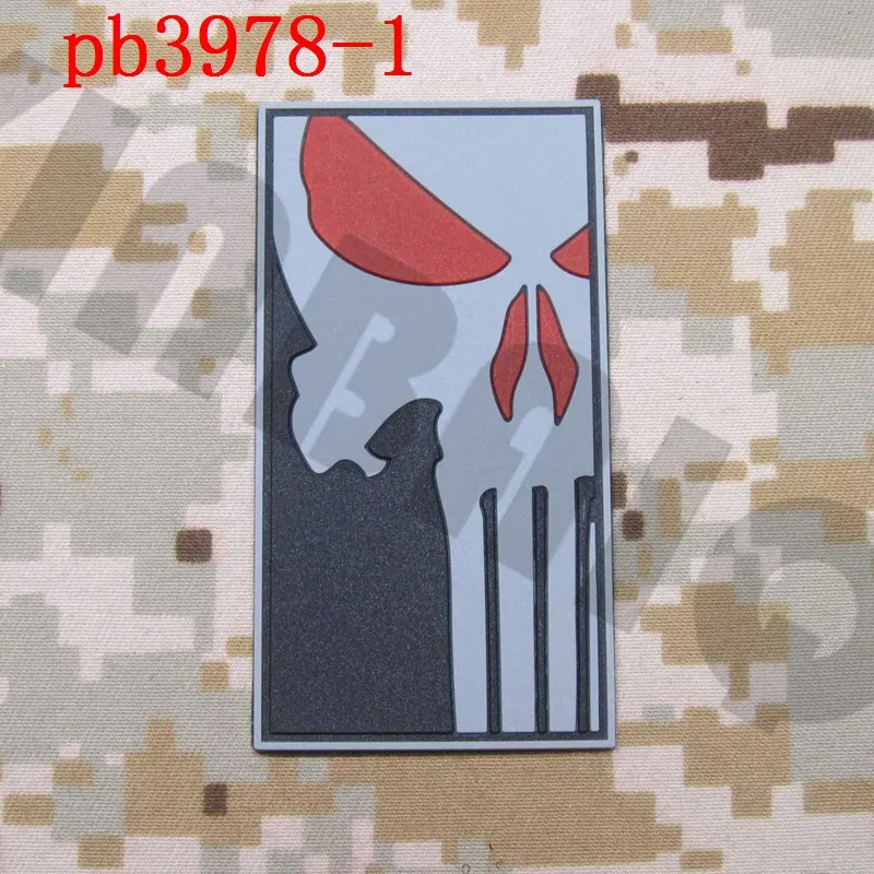 pb3978 Grey 3D ПВХ патч Череп патч боевой тактический военный - Цвет: pb3978 Grey