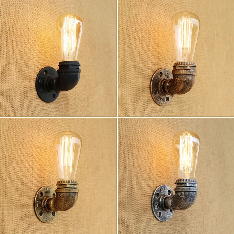 

Retro E27 Loft Water pipe wall lamp Industrial metal rust vintage sconce light for living room bedroom restaurant bar 110v 240v