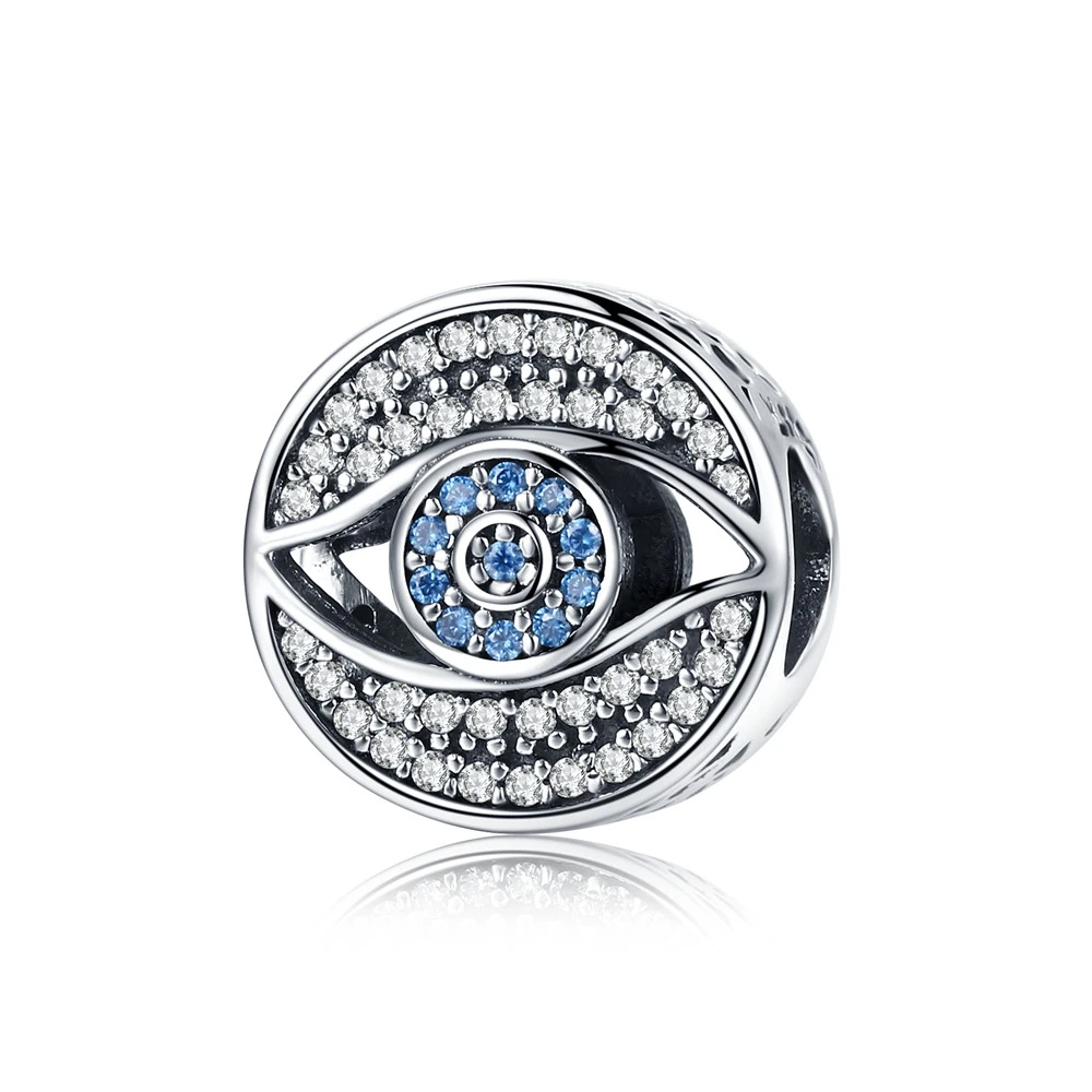scc565-0 Браслет Pandora, ожерелье из бисера, серебро 925 пробы, синие глаза, циркониевые бусины, Шарм для женщин, модные украшения - Цвет: scc565-0