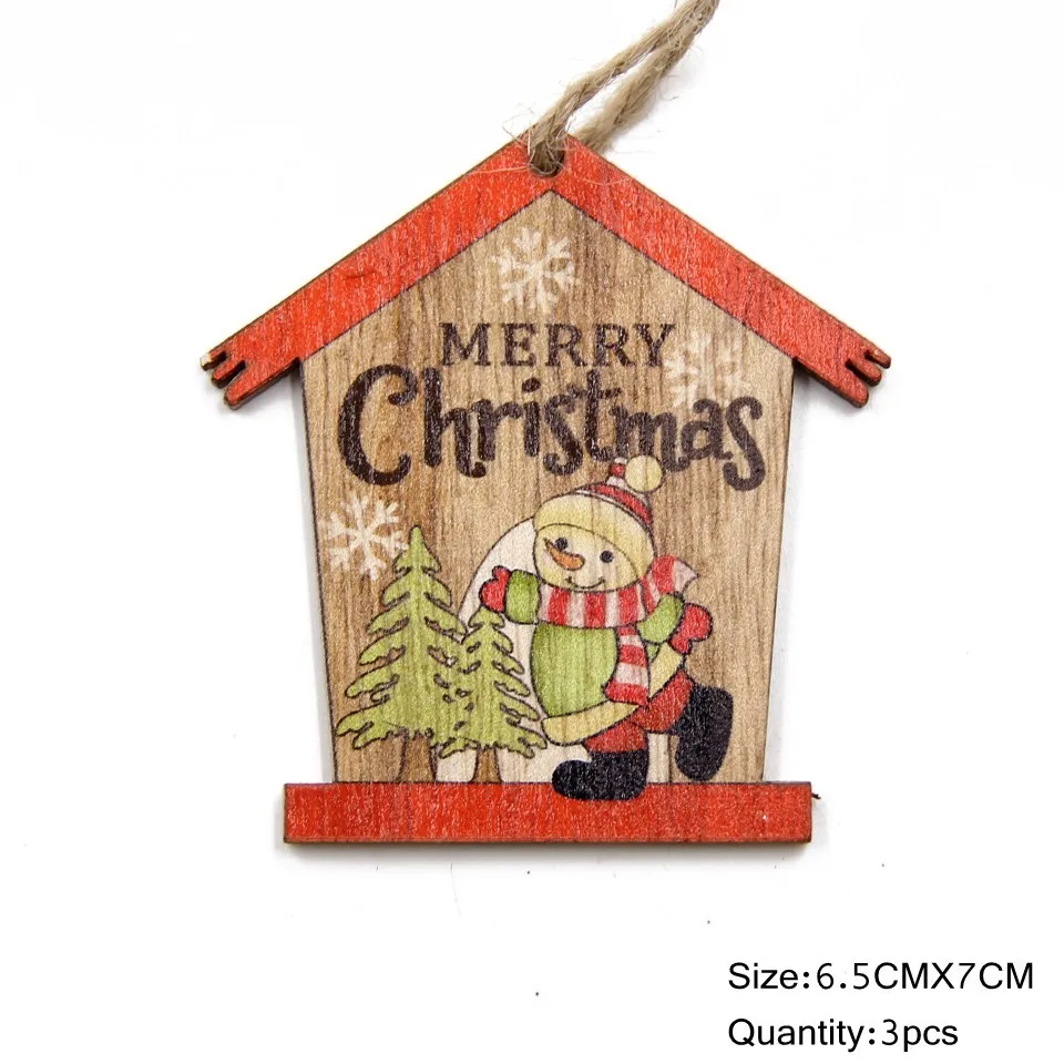 3PCS-Type B-snowman1 3 шт мульти креативный дом Рождественские Деревянные Подвески Рождественская елка украшения дома Рождественская вечеринка украшения DIY деревянные поделки подарок - Цвет: 3PCS-Type B-snowman1