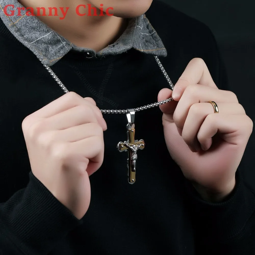 Бабушка Chic Иисус крест Распятие Иисуса подвеска и Цепочки ожерелья Цвет