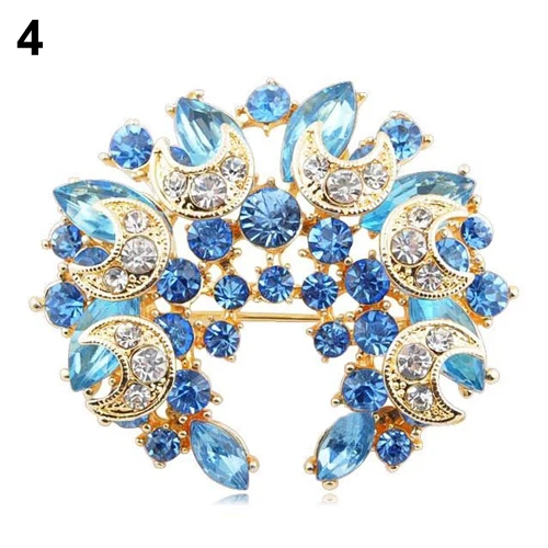 Элегантные женские броши с кристаллами в форме цветка Луны хиджаба шарфа корсажа