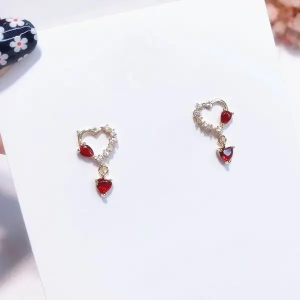 MENGJIQIAO 2018 новые женские изысканные серьги в форме сердца с цирконием модная