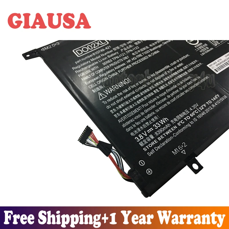 GIAUSA новая 3 8 В 33Wh DO02XL батарея для HP Pavilion X2 10 HSTNN-LB6Y TPN-I121 серии TPN-I122 | Компьютеры и