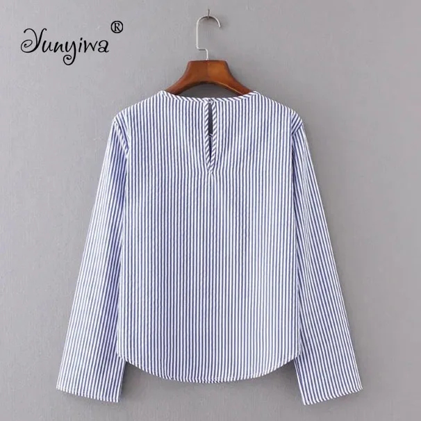 Women Blouse Shirts Casual Striped plus size Blusa Appliques Full Sleeve O-Neck Tops Blusas |
