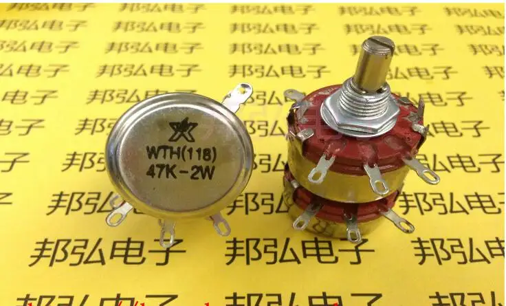 WTH118-2L WTH(118) 2W  dual carbon film potentiometer rheostat 2K2 4K7 10K 22K 47K 100K 220K 470K 1M 330K--10PCS/LOT