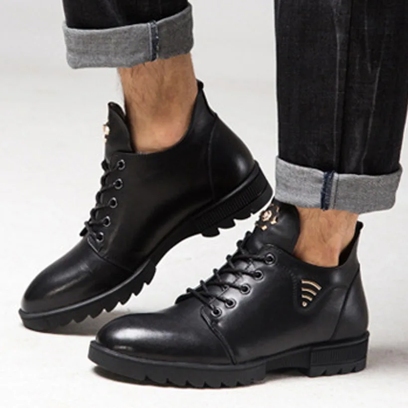 High Quality Men Boots Winter Casual Brand Warm Shoes Genuine Leather Plush Fur Fashion Rivet Martin |
