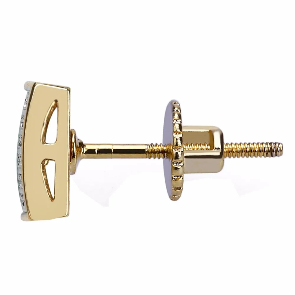 Mens Hip Hop Stud Earring AAA+ CZ Zircon Ice Out Bling Gold Color Copper Geometric Square Earrings Men Hiphop Rapper Jewelry | Украшения и