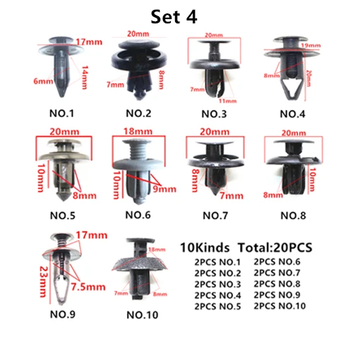 20PC Expansion Set 4 20 шт Горячая Смешанная Автомобильная центральная консоль панель приборной панели аудио DVD, CD, металлический пластиковый крепеж винтовая заклепка для всех автомобилей набор зажимов - Название цвета: 20PC Expansion Set 4