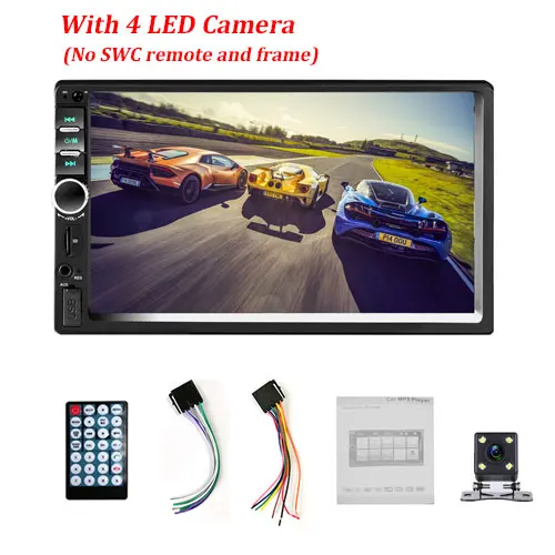 With 4 LED Camera Podofo 2 din автомагнитола " HD плеер MP5 сенсорный экран цифровой дисплей Bluetooth Мультимедиа USB 2din авторадио FM USB Зеркало-ссылка - Цвет: With 4 LED Camera