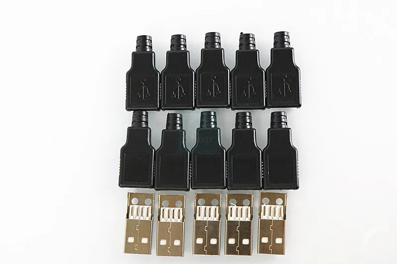 10 шт. 4-контактный разъем USB Type-A папа с черной пластиковой крышкой | Обустройство