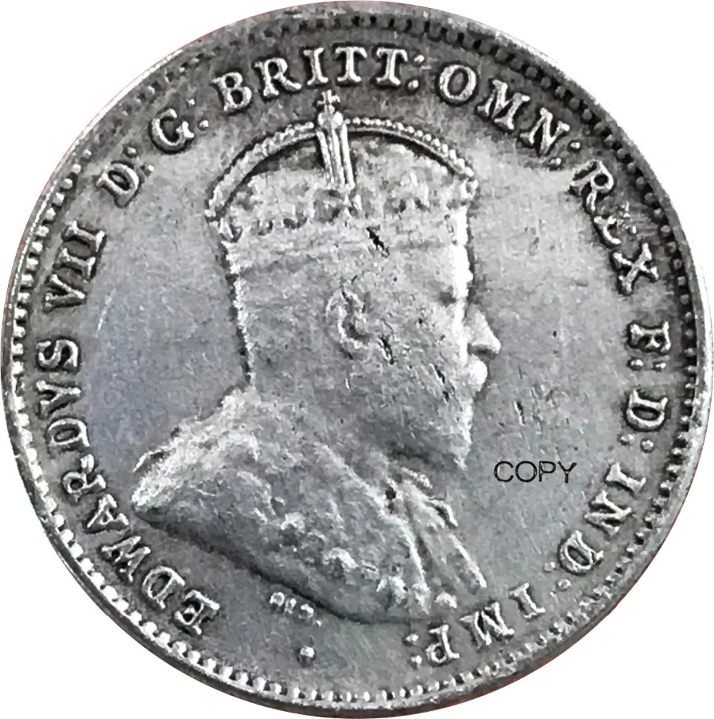 

Копия монет из серебра 1910 пробы, 3 пенсы Эдварда VII, 90% л