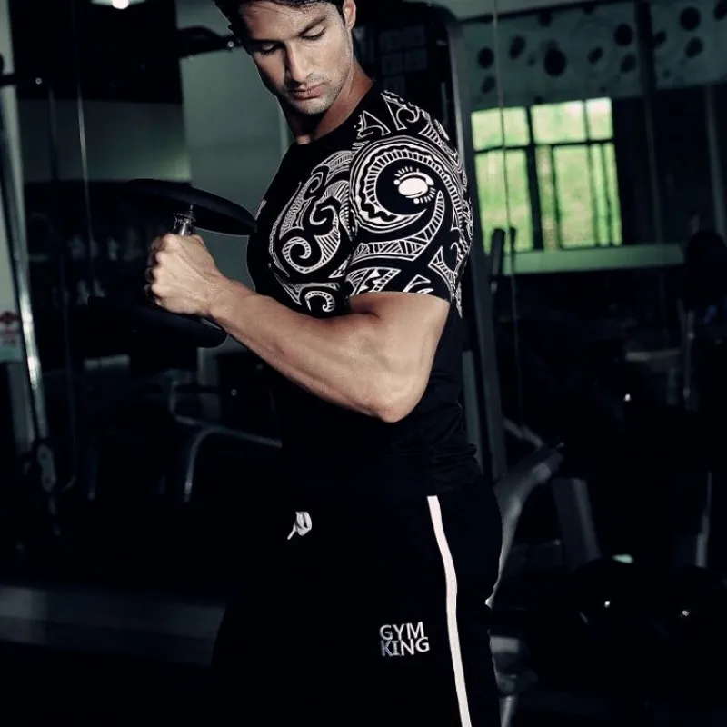GYMKING, Мужская футболка, хлопок, короткий рукав, футболка с круглым вырезом, высокое качество, хип-хоп футболка, черные летние топы, уличная одежда, большой принт