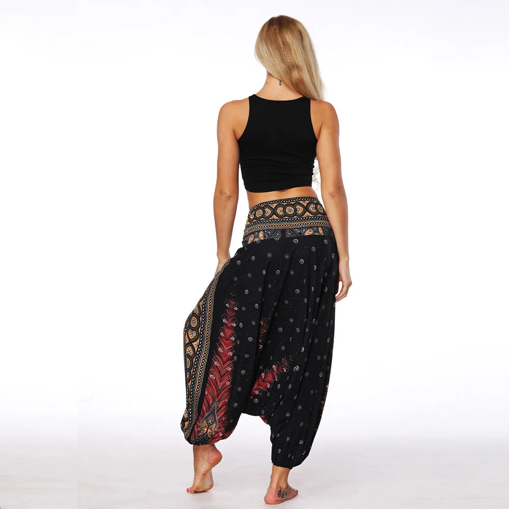 

Brand Women fashion Pants Casual Summer Loose Trousers Baggy Boho Aladdin Jumpsuit Harem Pants Plus Size 2021 Leggins Mujer