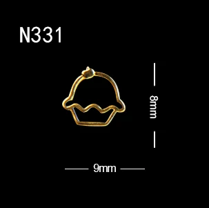 10pcs N331 10 шт./лот Золотая Луна снежинки бабочка перо мороженое Русалка ногтей Шарм стикер декор из сплава - Цвет: 10pcs N331