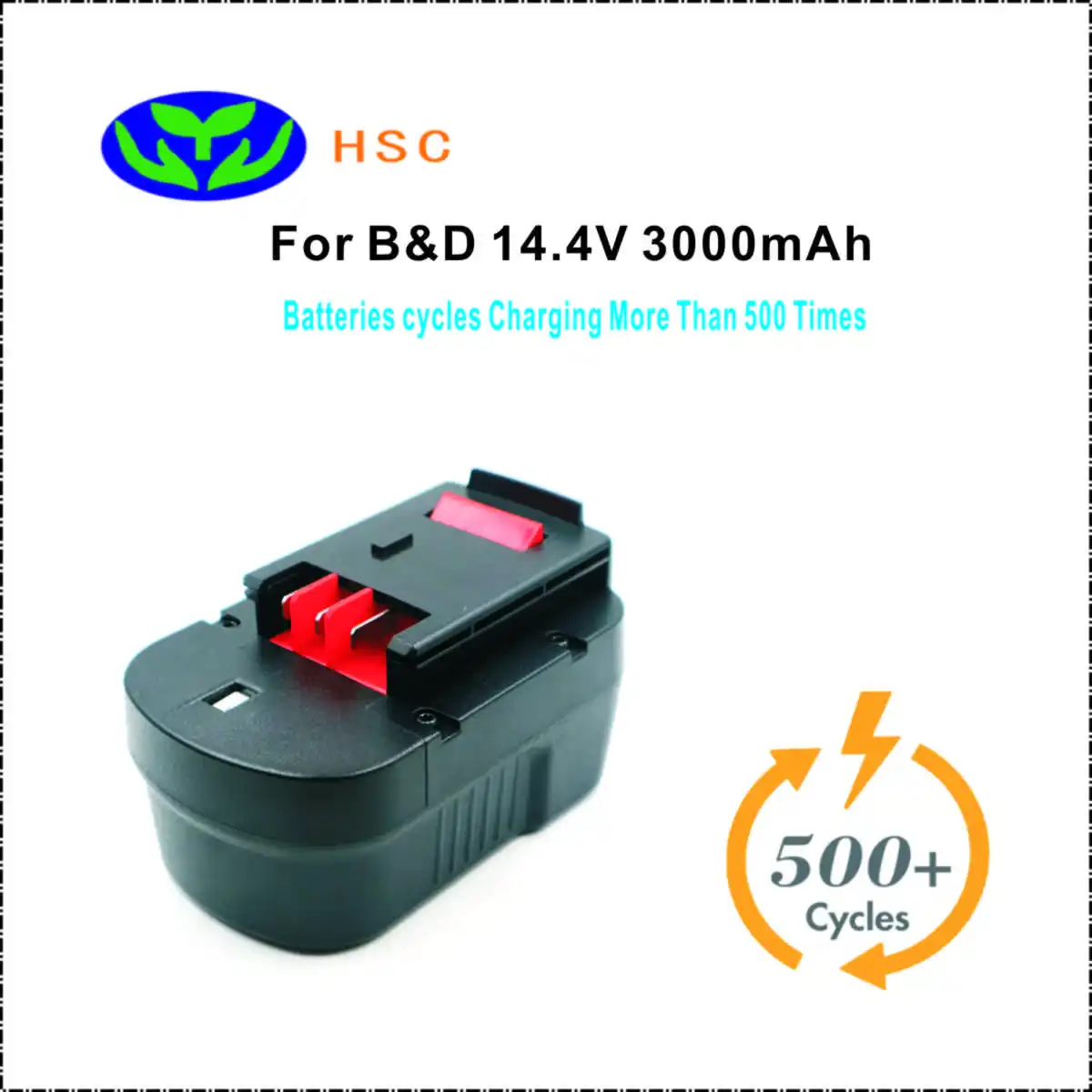 BD14.4B 3.0AH 3.0Ah аккумуляторная батарея BD14.4B NiMh 14,4 V Замена батареи Black& Decker BD1444L A144EX FS140BX 499936-35 батарея - Цвет: BD14.4B 3.0AH