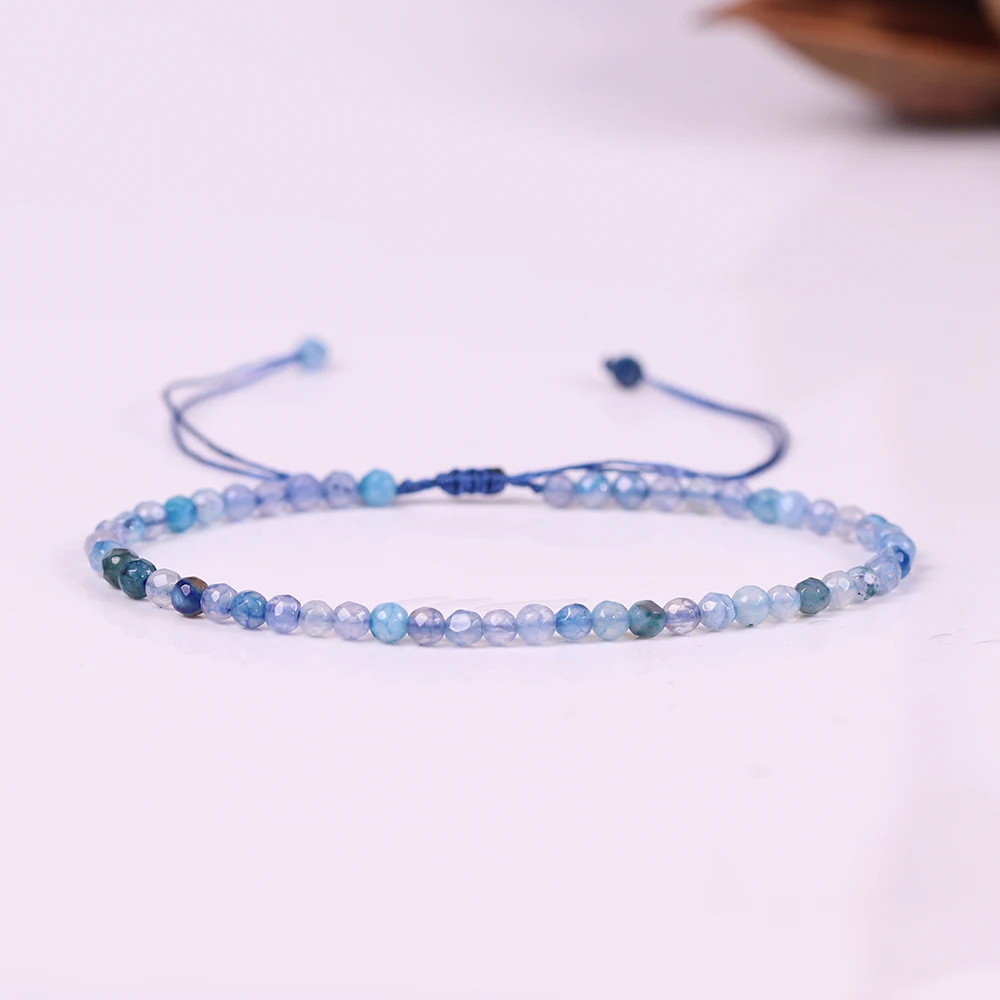 Natural Stone Bracelet Small Blue Pure Crystal Reiki Cleanses Energy Beaded Hand Jewelry Women’s Bracelets Top Quality
