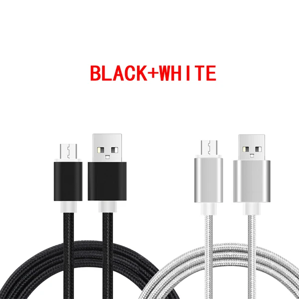 BLACK and WHITE CBAOOO 2 шт 3 м микро USB кабель быстрое зарядное устройство мини USB кабель для телефона QC3.0 3A шнур для зарядки данных внешний аккумулятор кабели для мобильных телефонов - Цвет: BLACK and WHITE