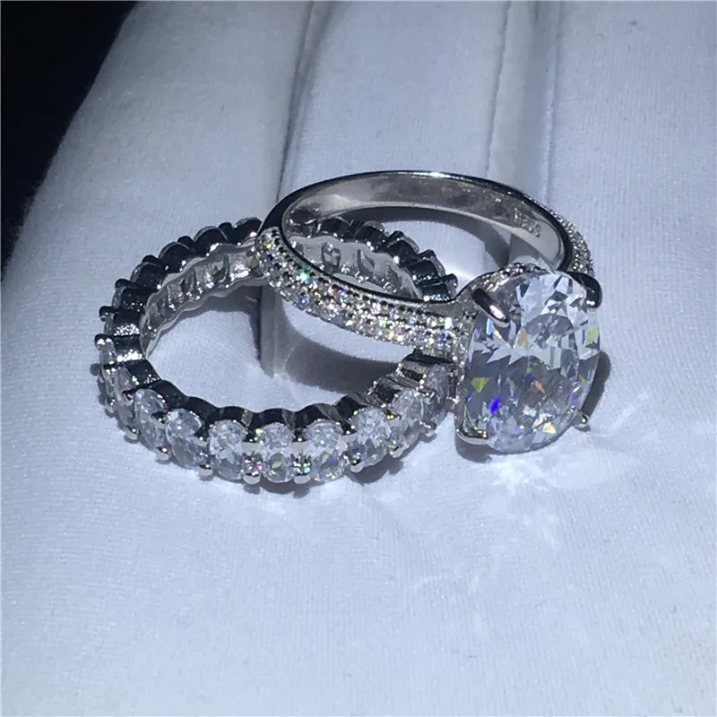 Luxury ring Bridal sets 100% Soild 925 Sterling silver Oval AAAA cz Engagement Wedding Band Rings for women Jewelry | Украшения и