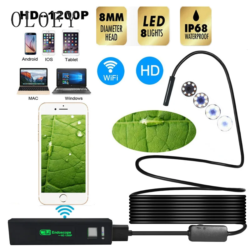 8LED объектив Wi Fi эндоскоп Камера для Android iphone бороскоп Водонепроницаемый