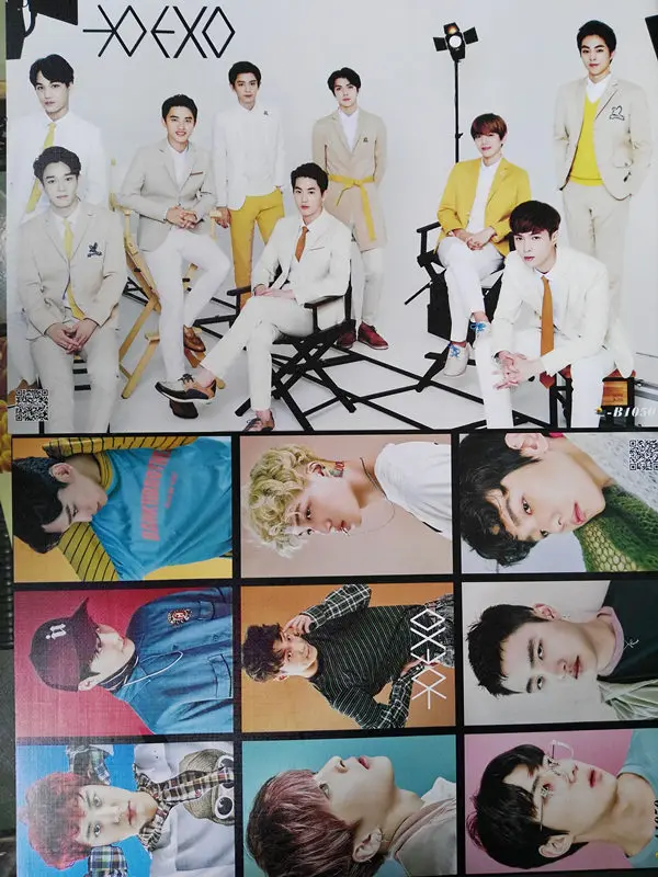 8 шт./компл. различные дизайны А3 плакаты Корейская известная звезда KPOP группа EXO