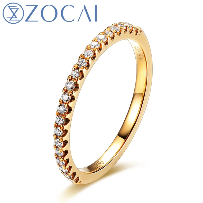 Zocai настоящее 18 К желтое золото 0.174 СТ сертифицированный настоящий бриллиант