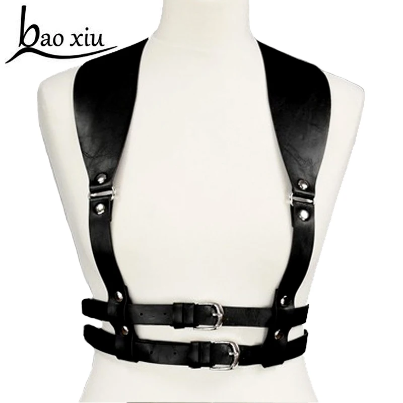 2020 New brand design leather punk belt Metal popular leather suspenders black straps for women Rivet Wide Belt Accessory