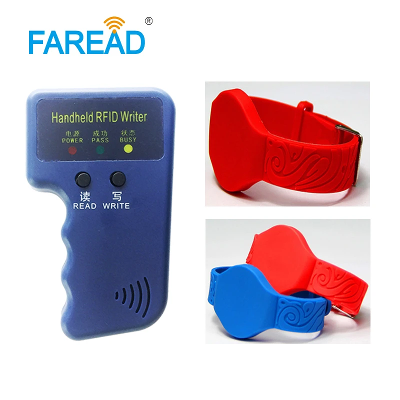 

x1pc RFID Copier Writer +x100pcs Free shipping 125khz TK4100/EM4100 EM4305/T5577 Wristband Adjustable RFID Bracelet With Locked