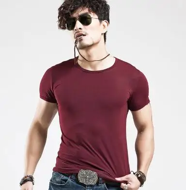 Лайкра хлопок мужская с коротким рукавом Круглая горловина футболка 2019 осенние