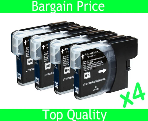 Einkshop 4 x Черный чернильный картридж для Brother LC980 LC1100 LC38 LC67 LC61 DCP-145C DCP-165C DCP-185C |