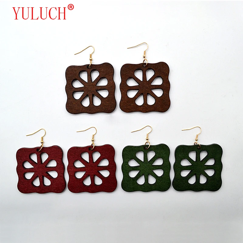 YULUCH 2018 Fashionable Women Chinese Handmade Quartet Hollow Orange Meat Wooden Pendant Jewelry Earrings Accessories Gifts | Украшения и